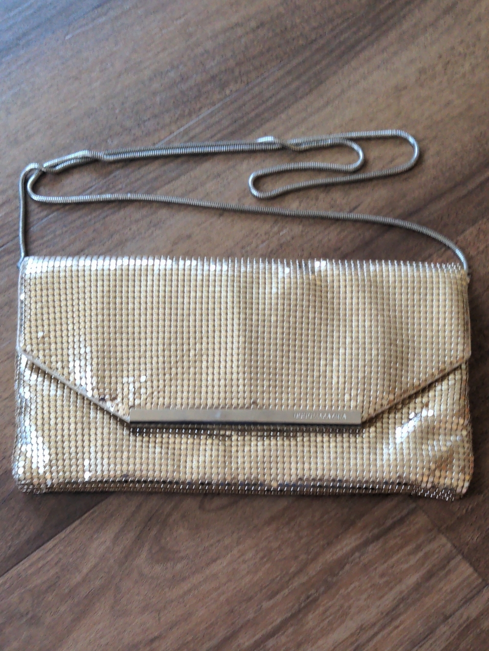 Gold Evening Mesh Crossbody Clutch